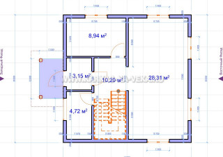Каркасный дом 8х8 двухэтажный - проект 8-8-3
