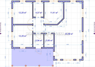 Каркасный дом 10х12 одноэтажный - проект 10-12-1