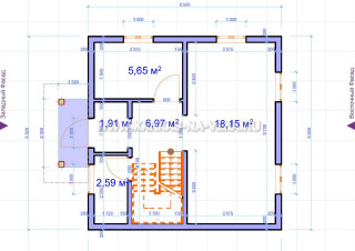 Каркасный дом 6,5х6,5 двухэтажный - проект 6,5-6,5-1
