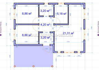 Каркасный дом 7х10 одноэтажный - проект 7-10-2