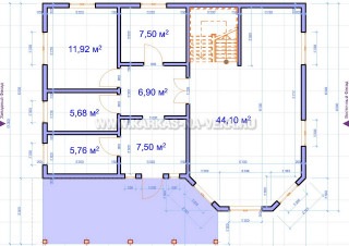 Каркасный дом 9,5х12 полумансардный - проект 9,5-12-1