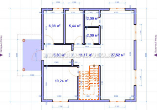 Каркасный дом 9х9 двухэтажный - проект 9-9-2