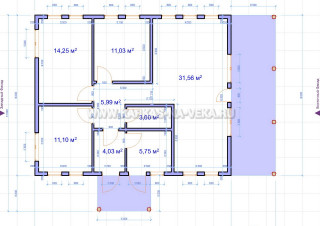 Каркасный дом 9х11 одноэтажный - проект 9-11-3