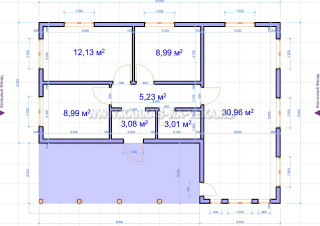 Каркасный дом 9х12 одноэтажный - проект 9-12-2