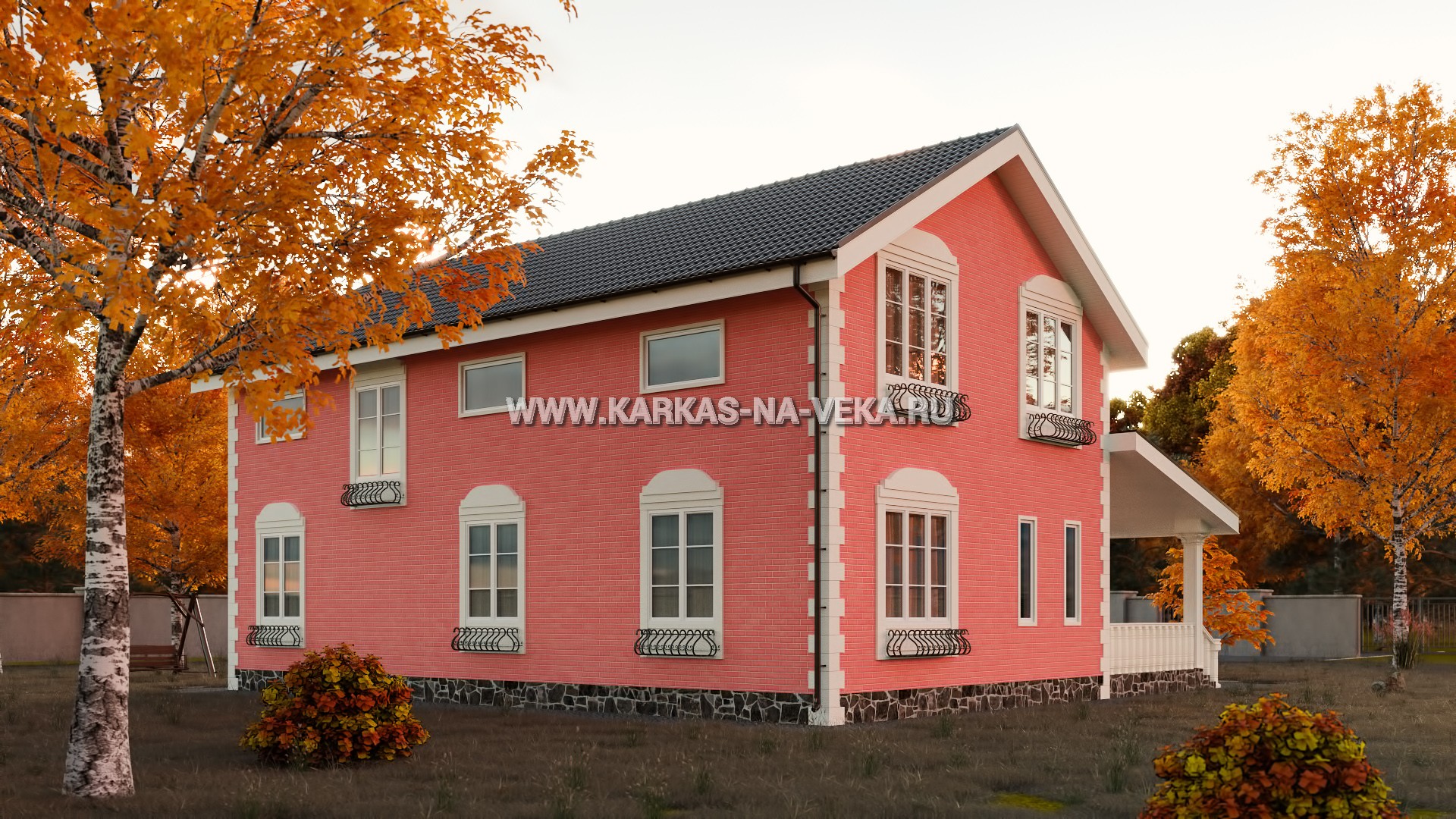 Двухэтажный каркасный дом 10х14 проект с огромным эркером