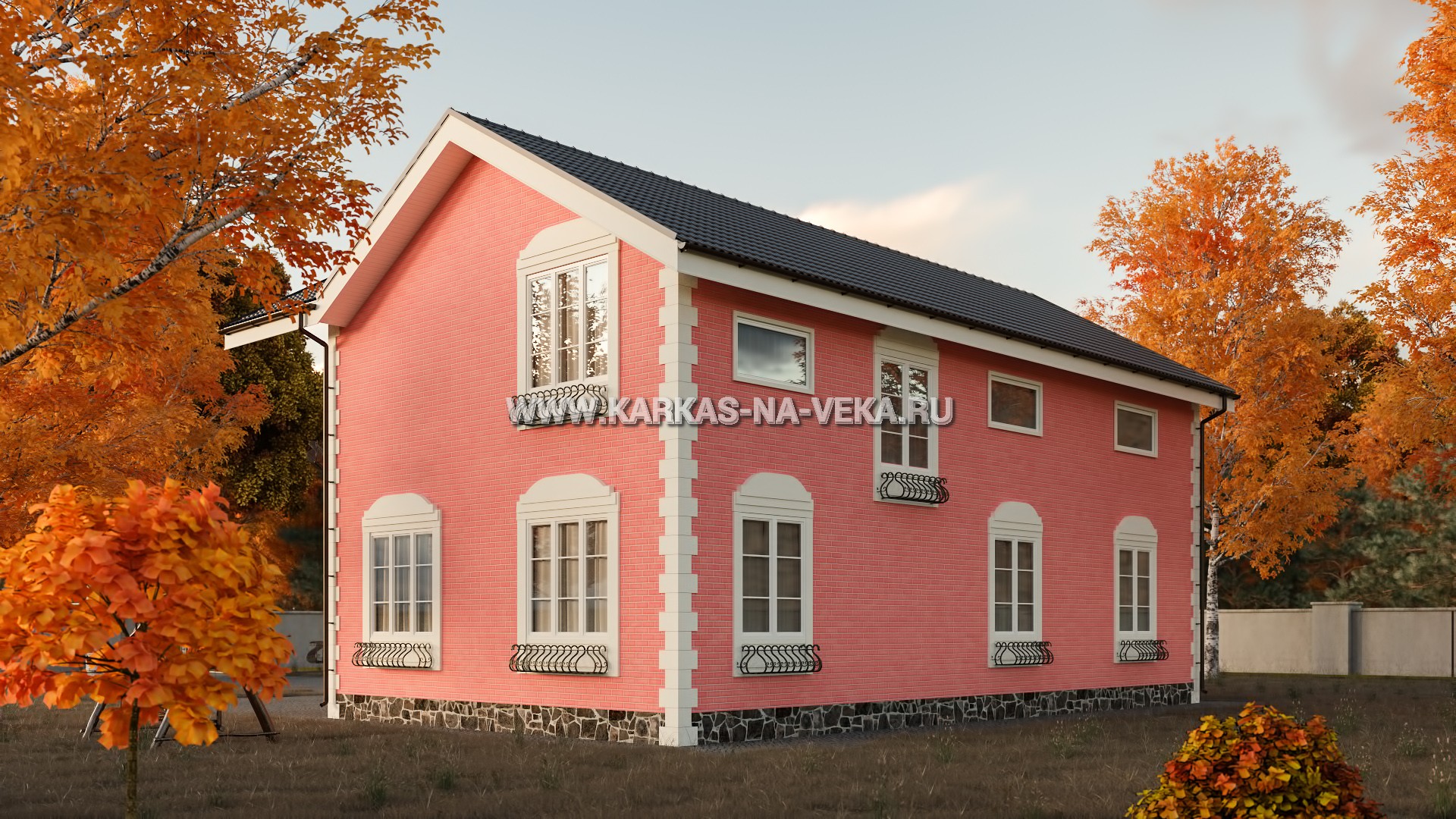 Двухэтажный каркасный дом 10х14 проект с огромным эркером